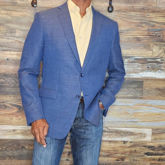 John Varvatos USA Bleecker Blue Dual Vent Blazer Sport Jacket 44R